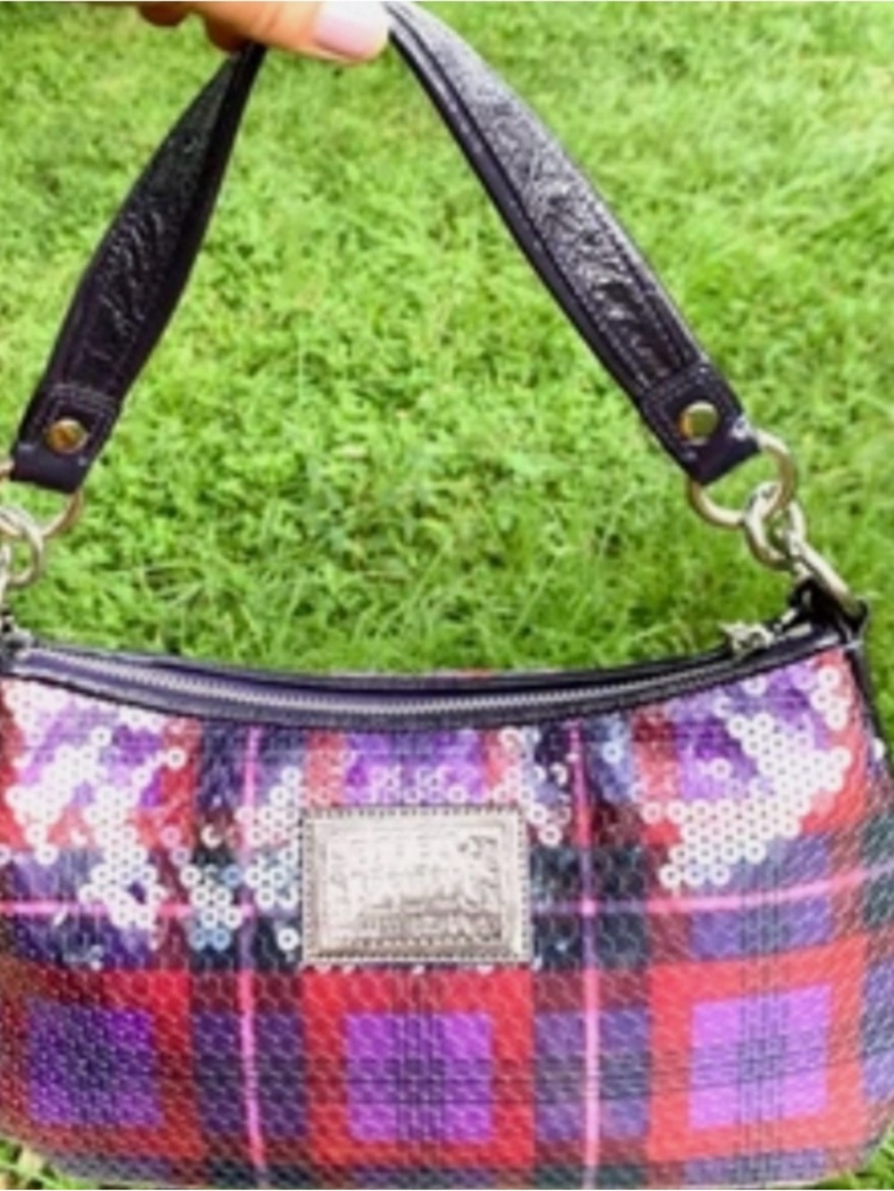 Coach Purple Plaid Sequin 2010 Shoulder Bag